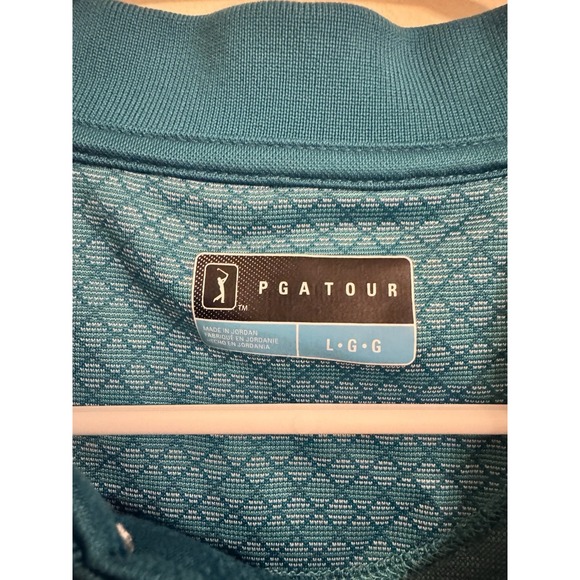 PGA Tour Airflux Golf Men's Polo Shirt Short Sleeve Aqua Diamond Size L - Picture 3 of 3